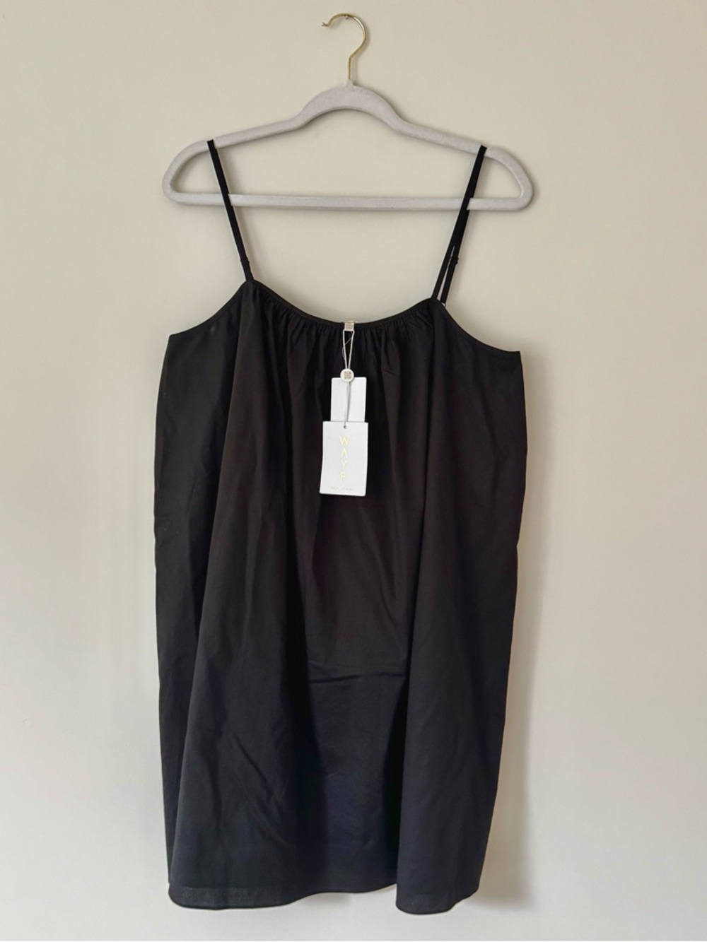 NWT WAYF Casey Cami Mini Cotton Poplin Dress, Black – Size XL